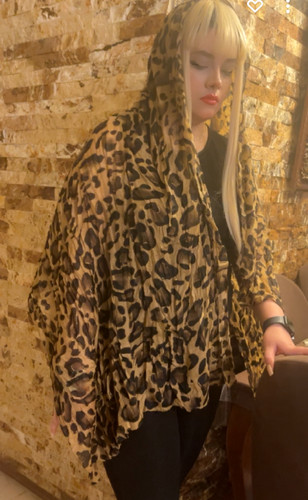 شال کم پیلی نخی پلنگی فویلدار