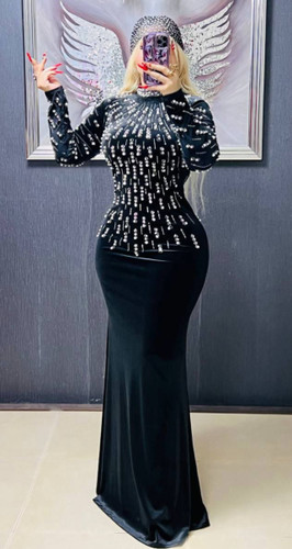 ماکسی مجلسی مخمل کش ومروارید دوزی لوکس وزیبا