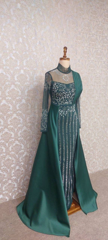 ماکسی مجلسی مدل مژگان بینظیر وخاص فولکش وفولسنگ با دنباله ساتن