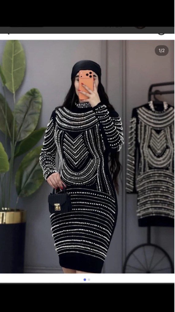 تونیک مجلسی بینظیر جنس کرپ دالقیچ ترک فول مروارید