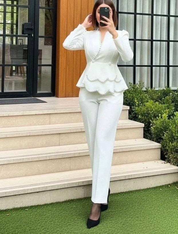 ست کت وشلوار مجلسی جنس مازراتی