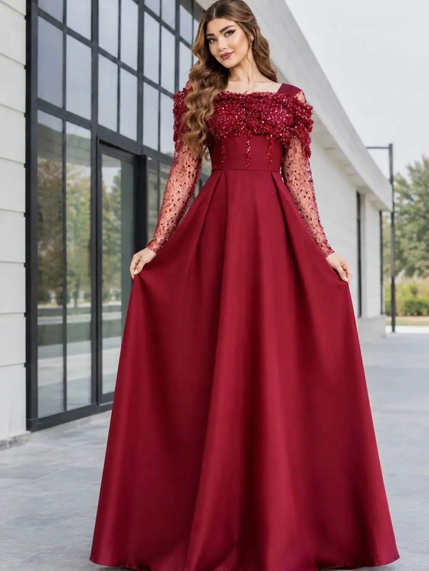 ماکسی مجلسی لوکس وبینظیر مدل ارزو جنس ساتن امریکایی وجسمیکو