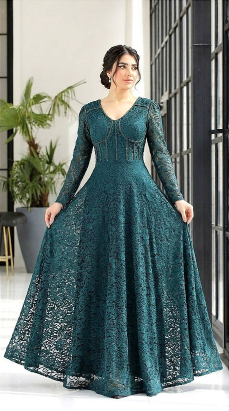 ماکسی مجلسی مزونی بینظیر مدل سارا جنس دانتل سنگدوزی با دست